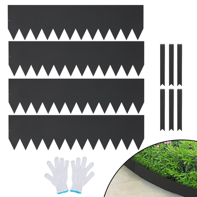 VEVOR Steel Landscape Borders, 4-pack Steel Garden Edge Borders, 40&quot; L x 12&quot; H Straps, Hammer-in περίγραμμα με 6 κλιπ, εύκαμπτη μεταλλική μπορντούρα τοπίου για αυλή, κήπο, γκαζόν