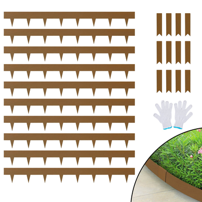 VEVOR Steel Landscape Borders, 10-pack Steel Garden Borders, 39,6&quot; L x 2&quot; H strips, Hammer-in Hording Border, Bendable Metal Landscape Borders for Yard, Garden, Spike ύψος 2,5&quot;, Rustic Brown
