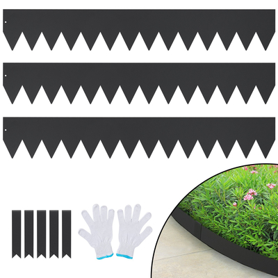 VEVOR Steel Landscape Borders, 3-pack Steel Garden Edge Borders, 40&quot; L x 6&quot; H Straps, Hammer-in Hodge Border with 5 Clips, Endable Metal Landscape Borders for Yard, Garden, Laws