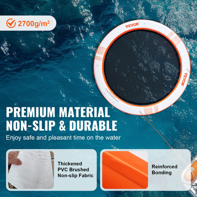 Φουσκωτή Πλωτή Αποβάθρα VEVOR, Πλατφόρμα φουσκωτής αποβάθρας ø10FT με πισίνα με πλέγμα τραμπολίνο ø8FT, αντιολισθητικό στρώμα νερού πλωτής πλατφόρμας με φορητή τσάντα &amp; αποσπώμενη σκάλα για χαλάρωση στην πισίνα στην παραλία