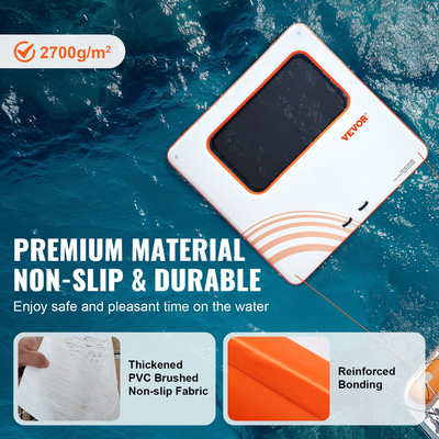 Φουσκωτή Πλωτή Αποβάθρα VEVOR, Πλατφόρμα φουσκωτής αποβάθρας 10x10FT με δικτυωτή πισίνα με τραμπολίνο 4*7FT, Αντιολισθητικό στρώμα νερού πλωτής πλατφόρμας με φορητή τσάντα &amp; αποσπώμενη σκάλα για χαλάρωση στην πισίνα στην παραλία