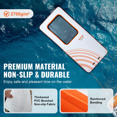 Φουσκωτή Πλωτή Αποβάθρα VEVOR, Πλατφόρμα φουσκωτής αποβάθρας 15x6,5 FT με δικτυωτή πισίνα με τραμπολίνο 4*6FT, αντιολισθητικό στρώμα νερού πλωτής πλατφόρμας με φορητή τσάντα &amp; αποσπώμενη σκάλα για χαλάρωση στην πισίνα στην παραλία