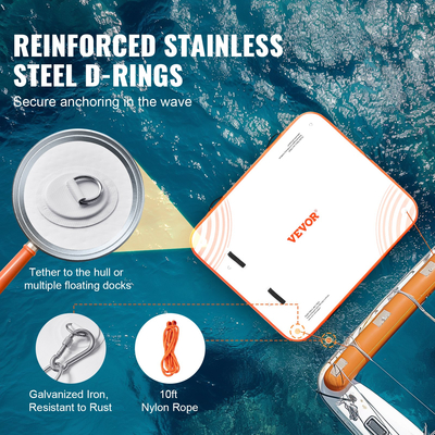 Φουσκωτή Πλωτή Αποβάθρα VEVOR, Πλατφόρμα φουσκωτής αποβάθρας 6 x 5 FT, Αντιολισθητικό Υδάτινο Πλωτό Χαλάκι Αποβάθρας με Φορητή τσάντα μεταφοράς &amp; Αποσπώμενη Σκάλα, Πλωτή Πλατφόρμα Island Raft for Pool Beach Ocean