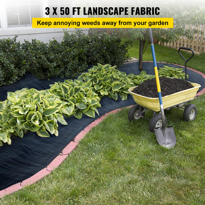 VEVOR 3FTx50FT Premium Weed Barrier Fabric Heavy Duty 5OZ, Υφαντό ύφασμα ελέγχου ζιζανίων, Υψηλή διαπερατότητα κατάλληλο για παρτέρια, ύφασμα γεωύφασμα για το υπόστρωμα, κάλυμμα εδάφους από πολυαιθυλένιο