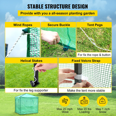 VEVOR 8\&#039;x 6\&#039;x 8\&#039; ​​Pop-Up Θερμοκήπιο, Ρύθμιση σε λίγα λεπτά, Φορητό Θερμοκήπιο με Πόρτες &amp; Παράθυρα. Κάλυμμα PE υψηλής αντοχής &amp; Κατασκευή από χάλυβα με επίστρωση πούδρας