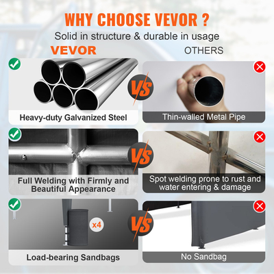 Σκηνή καταφυγίου VEVOR Carport Carport Canopy Garage Shelter 10x20ft με 8 κοντάρια για σκάφη αυτοκινήτων