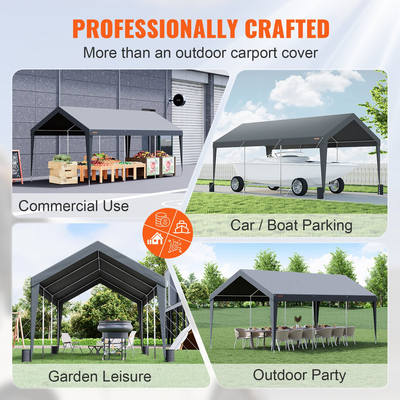 Σκηνή καταφυγίου VEVOR Carport Carport Canopy Garage Shelter 10x20ft με 8 κοντάρια για σκάφη αυτοκινήτων