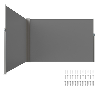 Πτυσσόμενη πλαϊνή τέντα VEVOR, 79&#039;&#039;x 236&#039;&#039; Εξωτερική οθόνη απορρήτου, 180g Πολυεστερική αδιάβροχη ανασυρόμενη σήτα βεράντας, UV 30+ Διαιρέτης Δωματίων Ανεμοθάλαμος για Αίθριο, Πίσω αυλή, Μπαλκόνι, Γκρι