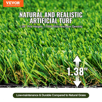 VEVOR Τεχνητό γρασίδι, 5 x 10 ft Rug Green Turf, 1,38&quot; ψεύτικο χαλάκι πόρτας Διακόσμηση γκαζόν εξωτερικού χώρου, εύκολο να καθαριστεί με οπές αποστράγγισης, ιδανικό για πατάκια ξύστρα για σκύλους εσωτερικού χώρου εισόδου πολλαπλών χρήσεων