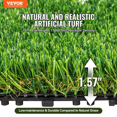 VEVOR Τεχνητό γρασίδι Πλακάκια Interlocking Turf Deck Set, 9 Pack 305x305 mm, Διακοσμητικό μαξιλαράκι δαπέδου από συνθετικό ψεύτικο γρασίδι αυτοστραγγιζόμενο, ιδανικό για ξύστρες σκύλων πολλαπλών χρήσεων για εσωτερική είσοδο εξωτερικού χώρου