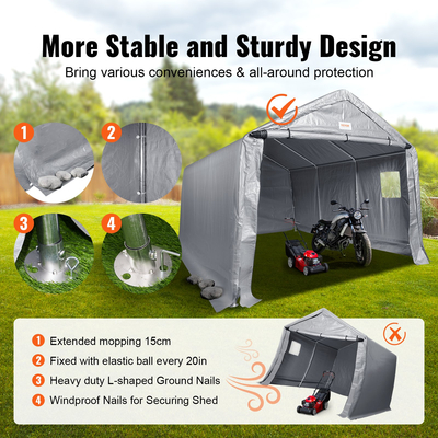 VEVOR Portable Storage Shelter Garage Storage Shel 10 x 15 x 8 ft &amp; Zipper Door