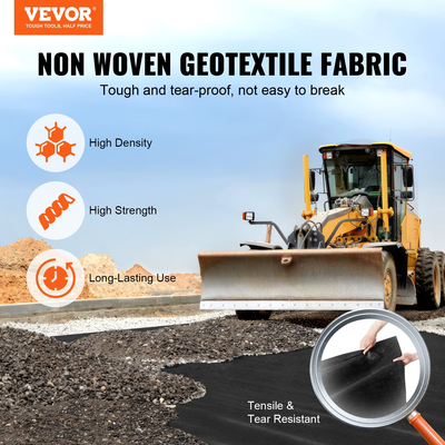 VEVOR Driveway Fabric, 3,28x164FT Non Woven Geotextile Fabric for Landscape, Heavy Duty Garden Weed Barrier Fabric, 4,43OZ Landscape Fabric, French Drains Drainage Fabric, Ground Cover Weed Control