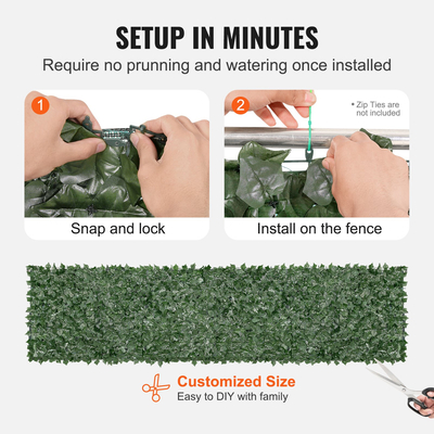 VEVOR Ivy Privacy Fence, Τεχνητή πράσινη οθόνη τοίχου 1 x 4m, Greenery Ivy Fence με διχτυωτό ύφασμα και ενισχυμένη άρθρωση, Faux Hedges Διακόσμηση αμπελόφυλλων για εξωτερικό κήπο, αυλή, μπαλκόνι
