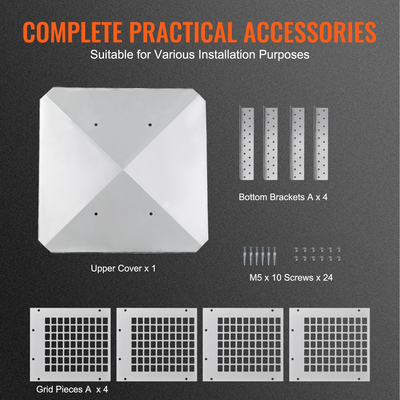 VEVOR Καπάκι Καμινάδας 228,6 x 228,6 mm, Κάλυμμα Καμινάδας τζακιού 304 από ανοξείδωτο χάλυβα, που δεν ανατρέπεται εύκολα &amp; πρακτικά αξεσουάρ &amp; εύκολη εγκατάσταση, ταιριάζει με διχτυωτά καλύμματα καπναγωγού έξω από πήλινους έρπητες ζωστήρα, ασήμι