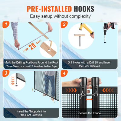Φράχτη πισίνας VEVOR, Περιφράξεις πισίνας 4 x 12 FT για εσωτερικές πισίνες, αφαιρούμενη περίφραξη παιδικής ασφάλειας, φράχτη πισίνας εύκολης εγκατάστασης, 340 γραμμάρια Teslin PVC πλέγμα φράχτη πισίνας που προστατεύει τα παιδιά και τα κατοικίδια