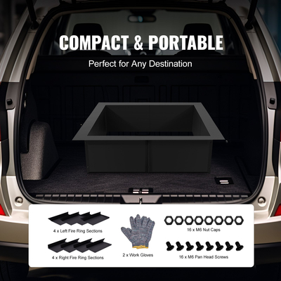 VEVOR Fire Pit Ring Square 36x36 in Outer Steel Liner DIY Firepit Ring Campfire