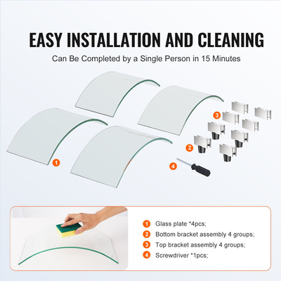 VEVOR Fire Pit Wind Guard, 740 x 214mm στρογγυλή γυάλινη ασπίδα φλόγας, 6mm πάχος πυροσβεστικού τραπεζιού, Clear Tempered Glass Flame Guard for Propane, Gas, Outdoor, Patio, Backyard