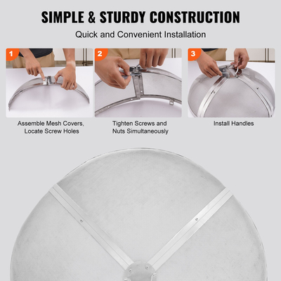 VEVOR Fire Pit Spark Screen Round 30&quot;, Ενισχυμένο μεταλλικό κάλυμμα βαρέως τύπου από χάλυβα, καπάκι υπαίθριου πυροσβεστικού χώρου, επάνω καλύμματα οθόνης που ανοίγουν εύκολα στρογγυλά με λαβή δακτυλίου για υπαίθρια αυλή πυροσβεστήρων στην πίσω αυλή