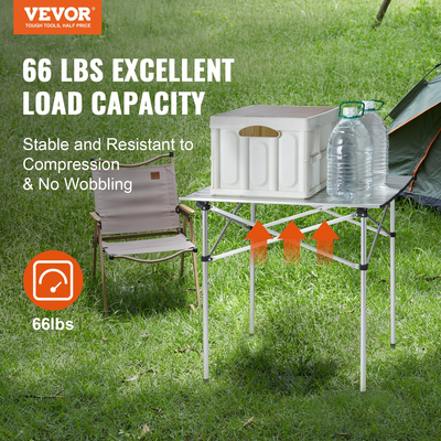 VEVOR Πτυσσόμενο Τραπέζι Κάμπινγκ, Φορητά Πλαϊνά Τραπεζάκια εξωτερικού χώρου, Ελαφρύ αναδιπλούμενο Τραπέζι, Αλουμίνιο εξαιρετικά συμπαγές τραπέζι εργασίας με τσάντα μεταφοράς, για μαγείρεμα, παραλία, πικνίκ, ταξίδια, 24x16 ιντσών, ασημί