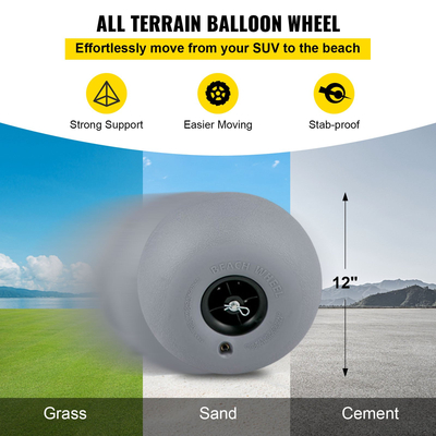 VEVOR Beach Wonder Wheeler, 12&quot; τροχοί παντός εδάφους με μπαλόνι, 350 lbs Cart Beach for Sand, Beach Buggy με θήκη για σαγιονάρες, τσάντα αποθήκευσης, 2 θήκες για καρέκλες παραλίας, πορτοκαλί
