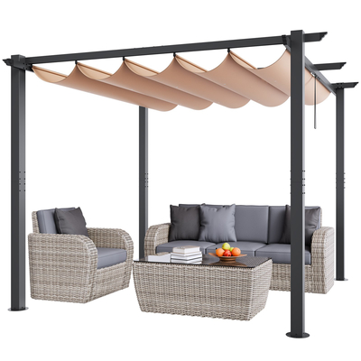 VEVOR 10&#039;x10&#039; Αναδιπλούμενη Πέργκολα Εξωτερικού Χώρου με κουβούκλιο Αλουμινίου Μπεζ