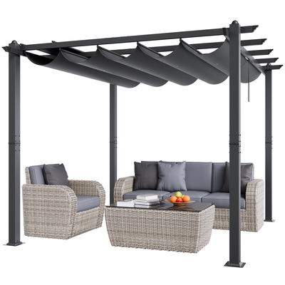 VEVOR 10&#039;x10&#039; Outdoor Retractable Pergola with Sun Shade Canopy Αλουμίνιο Γκρι