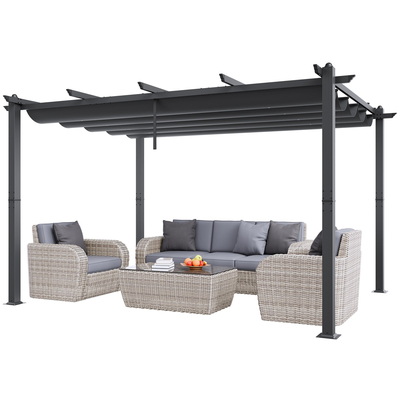 VEVOR 10&#039;x13&#039; Outdoor Retractable Pergola with Sun Shade Canopy Αλουμίνιο Γκρι