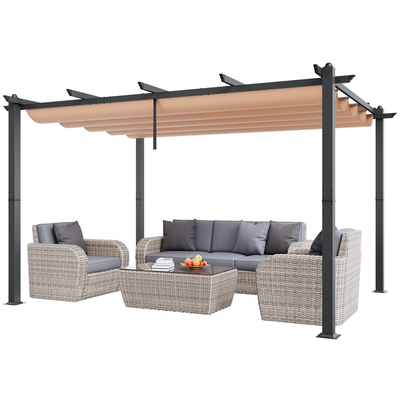 VEVOR 10&#039;x13&#039; Outdoor Retractable Pergola with Sun Shade Canopy Αλουμινίου Μπεζ