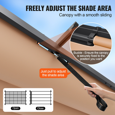 VEVOR 12&#039;x16&#039; Εξωτερική αναδιπλούμενη πέργκολα με κουβούκλιο Αλουμινίου Μπεζ