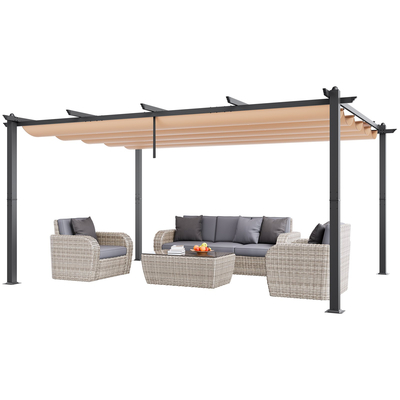 VEVOR 12&#039;x16&#039; Εξωτερική αναδιπλούμενη πέργκολα με κουβούκλιο Αλουμινίου Μπεζ