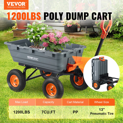 VEVOR Poly Garden Dump Cart Βαρέως τύπου Yard Carts and Wagons 6,48 cu.ft 1200 lbs