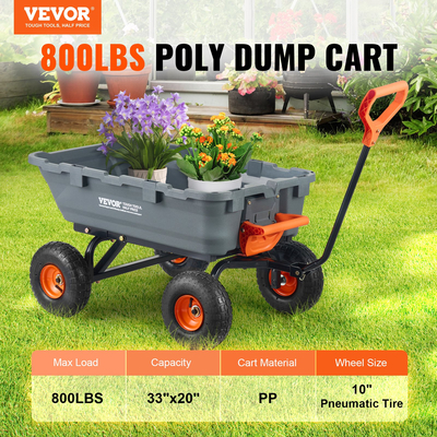 VEVOR Poly Garden Dump Cart Heavy-ty Yard Carts and Wagons 800 lbs 10&quot; Ελαστικά