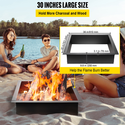 Δαχτυλίδι πυρκαγιάς VEVOR, Εξωτερικό ένθετο λάκκου πυρκαγιάς 36 ιντσών/εσωτερική διάμετρος 30 ιντσών, δακτύλιος πυρκαγιάς πάχους 1,5 χιλιοστών, δαχτυλίδι από χάλυβα DIY με λαβίδες εσωτερική επένδυση πυροσβεστικού λάκκου για εξωτερικούς χώρους, αίθριο, πίσω αυλή