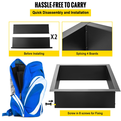 Δαχτυλίδι πυρκαγιάς VEVOR, Εξωτερικό ένθετο λάκκου πυρκαγιάς 36 ιντσών/εσωτερική διάμετρος 30 ιντσών, δακτύλιος πυρκαγιάς πάχους 1,5 χιλιοστών, δαχτυλίδι από χάλυβα DIY με λαβίδες εσωτερική επένδυση πυροσβεστικού λάκκου για εξωτερικούς χώρους, αίθριο, πίσω αυλή