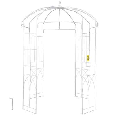 VEVOR Birdcage Shape Garden Arbor, 9\&#039; Υψηλό x 6,6\&#039; πλάτος, Heavy Duty σφυρήλατο Iron Arbor, Wedding Arch Trellis for Climbing Vines in Outdoor Garden, Lawn, Backyard, Patio, White