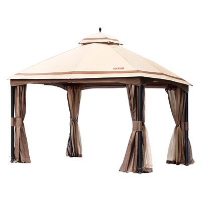 Κιόσκι VEVOR Patio για 10-12 Άτομα, Κιόσκι Backyard 10 x 13 FT, με κουνουπιέρα, μεταλλικό σκελετό και πολυεστέρα 180G με επίστρωση PU, υπαίθριο στέγαστρο για αίθριο, πίσω αυλή, γκαζόν, κήπο, κατάστρωμα