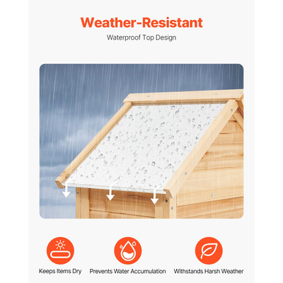 VEVOR Υπαίθριο Ξύλινο Υπόστεγο αποθήκευσης Αδιάβροχο Υπόστεγο εργαλείων κήπου 28x63 ιντσών