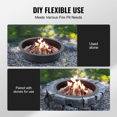 VEVOR Fire Pit Ring Round 40 inch Outer Steel Liner DIY Firepit Ring Campfire