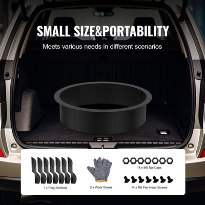 VEVOR Fire Pit Ring Round 35 inch Outer Steel Liner DIY Firepit Ring Campfire