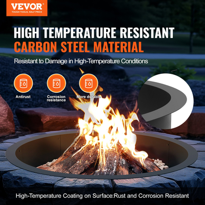 VEVOR Fire Pit Ring Round 45 inch Outer Steel Liner DIY Firepit Ring Campfire