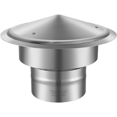 Καπάκι καμινάδας VEVOR, 152,4 mm, 304 Καπάκι βροχής στρογγυλής οροφής από ανοξείδωτο χάλυβα, αυξημένα καπάκια 300 mm, βίδες παντός καιρού &amp; ενισχυμένες βίδες &amp; εύκολη εγκατάσταση, για τέλεια μόνωση κάλυμμα εξαερισμού εξωτερικά, ασημί