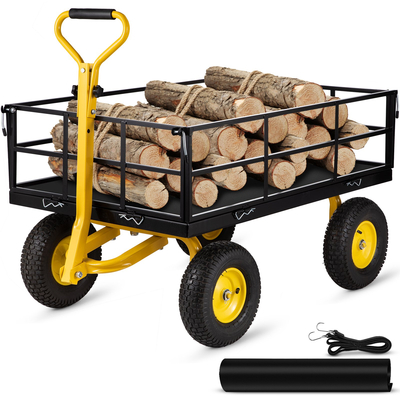 VEVOR Steel Garden Cart, Heavy Duty 1200 lbs, με αφαιρούμενες πλευρές πλέγματος για μετατροπή σε επίπεδη επιφάνεια, μεταλλικό βαγόνι με λαβή 2 σε 1 και 13 σε ελαστικά, ιδανικό για κήπο, αγρόκτημα, αυλή