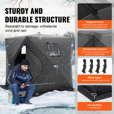 VEVOR 1-2 Person Ourdoor Portable Ice Shelter Pop-up Ice Fishing Shanty Tent