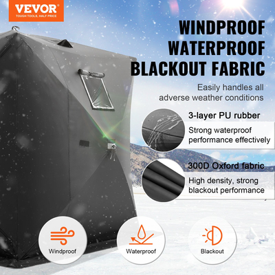 VEVOR 3-4 Άτομα Ourdoor Portable Ice Shelter Pop-Up Ice Fishing Shanty Tent