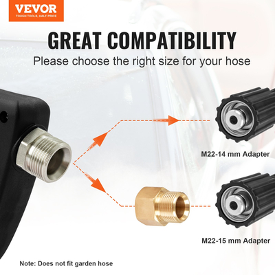 Πιστόλι VEVOR Short Pressure Washer Gun, 4350 PSI High Power Washer Spay Gun, M22-14 Inlet &amp; Outlet Hose Connector αφρό πιστόλι, λαβή πλυσίματος πίεσης από ανοξείδωτο χάλυβα με 5 έγχρωμα ακροφύσια γρήγορης σύνδεσης