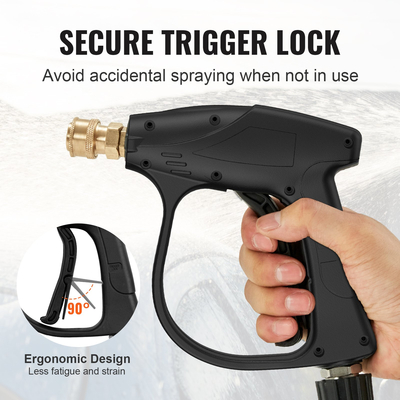 Πιστόλι VEVOR Short Pressure Washer Gun, 4350 PSI High Power Washer Spay Gun, M22-14 Inlet &amp; Outlet Hose Connector αφρό πιστόλι, λαβή πλυσίματος πίεσης από ανοξείδωτο χάλυβα με 5 έγχρωμα ακροφύσια γρήγορης σύνδεσης