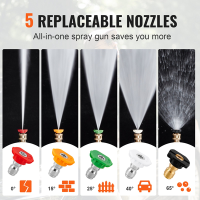 Πιστόλι VEVOR Short Pressure Washer Gun, 5000 PSI High Power Washer Spay Gun, M22-14 mm / M22-15 / 3/8&#039;&#039; Εισόδου &amp; Εξόδου 1/4&#039;&#039; Εύκαμπτο πιστόλι αφρού, Λαβή πλύσης πίεσης με 5 έγχρωμα ακροφύσια γρήγορης σύνδεσης