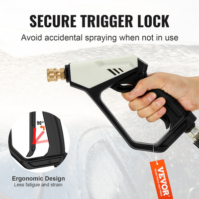 Πιστόλι VEVOR Short Pressure Washer Gun, 5000 PSI High Power Washer Spay Gun, M22-14 mm / M22-15 / 3/8&#039;&#039; Εισόδου &amp; Εξόδου 1/4&#039;&#039; Εύκαμπτο πιστόλι αφρού, Λαβή πλύσης πίεσης με 5 έγχρωμα ακροφύσια γρήγορης σύνδεσης