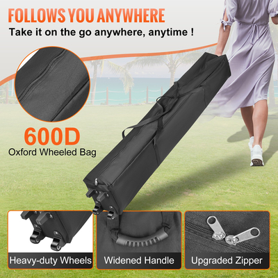 VEVOR 10 x 10 FT Pop Up Σκηνή με κουβούκλιο, Τέντα κιόσκι εξωτερικού χώρου με αποσπώμενα πλευρικά τοιχώματα και τσάντα με τροχούς, αδιάβροχο στιγμιαίο καταφύγιο κιόσκι για πάρτι, κήπο, αυλή, μαύρο