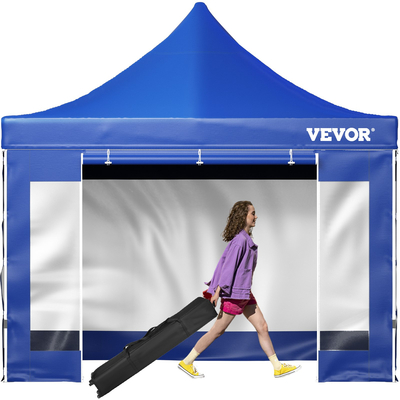 Σκηνή με κουβούκλιο VEVOR 10 x 10 FT, Τέντα κιόσκι εξωτερικής βεράντας με αφαιρούμενα πλευρικά τοιχώματα και τσάντα με τροχούς, αδιάβροχο στιγμιαίο στιγμιαίο καταφύγιο κιόσκι για πάρτι, κήπο, αυλή, μπλε